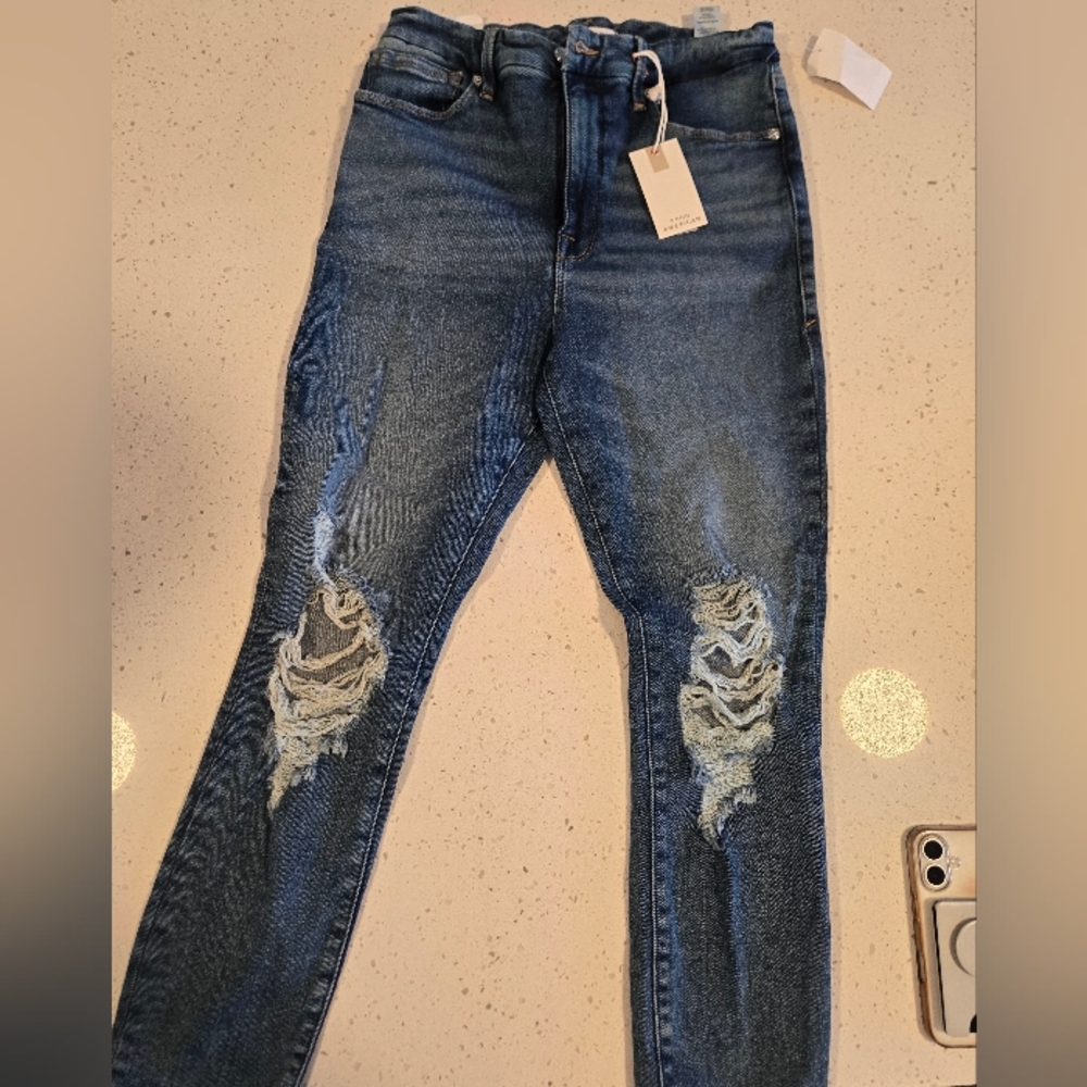 Good American Dark Wash Distressed Jeans